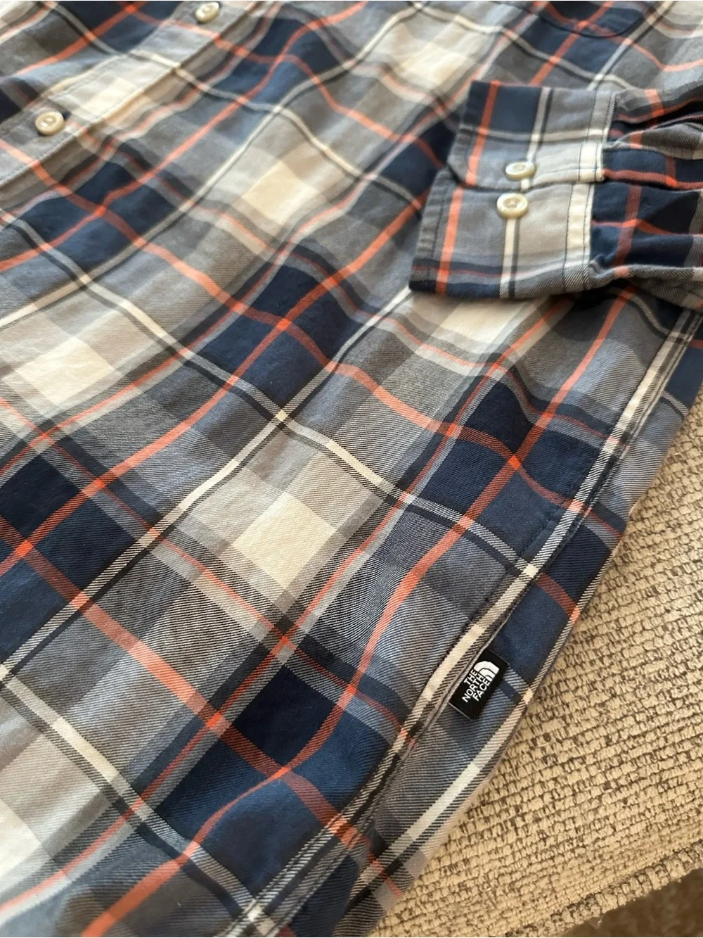 The North Face Men’s Blue Plaid Button-Up Shirt